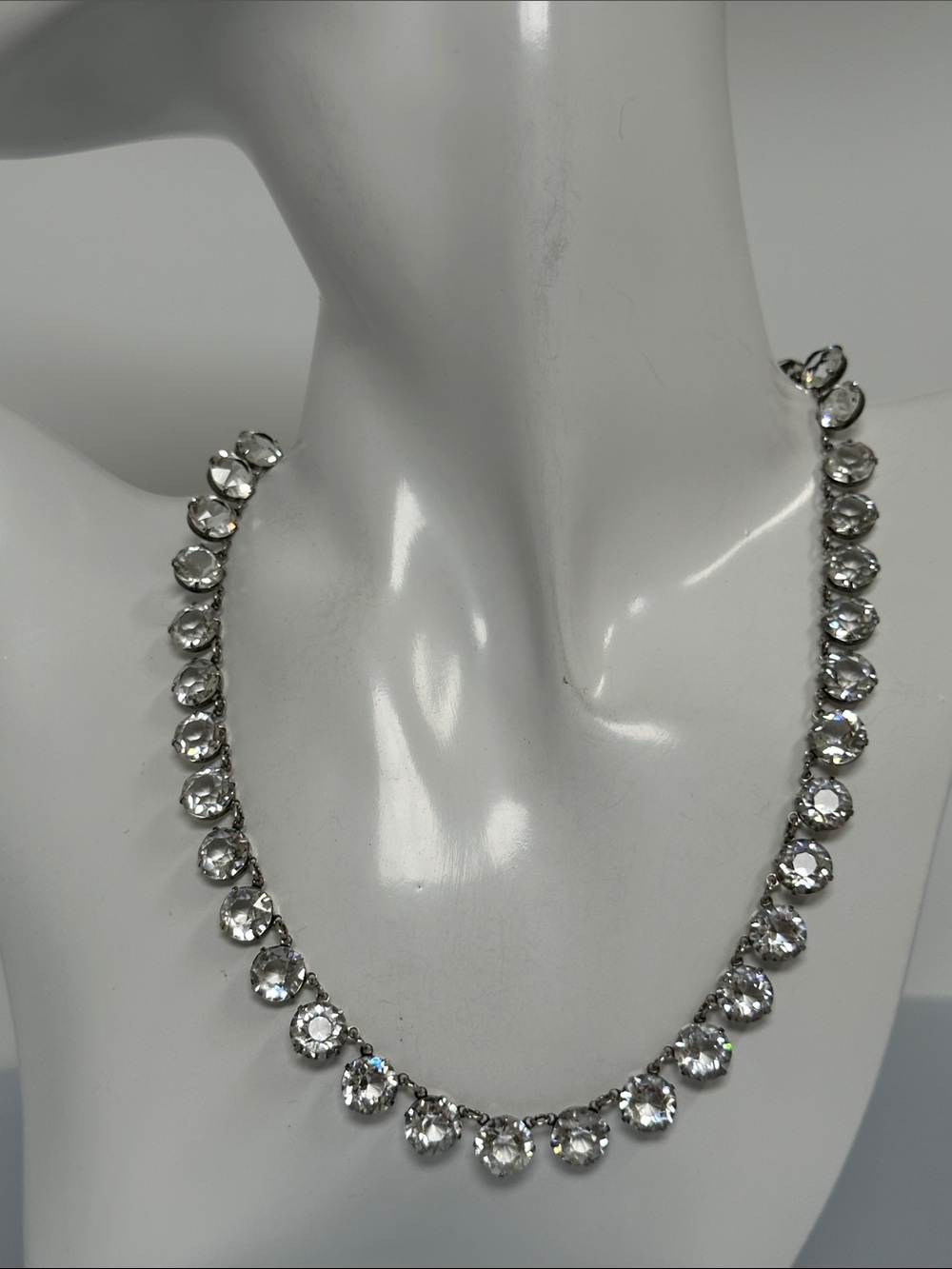 925 sterling silver austria Crystal Drop Necklace - Clear Silver-Tone